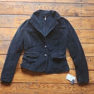 Free People Corduroy Button Down Blazer Jacket Black Size Small NWT!!